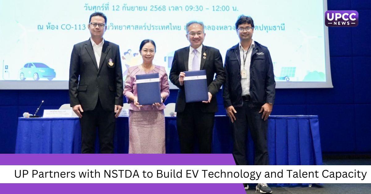 University of Phayao and NSTDA representatives signing the MoU for EV technology cooperation