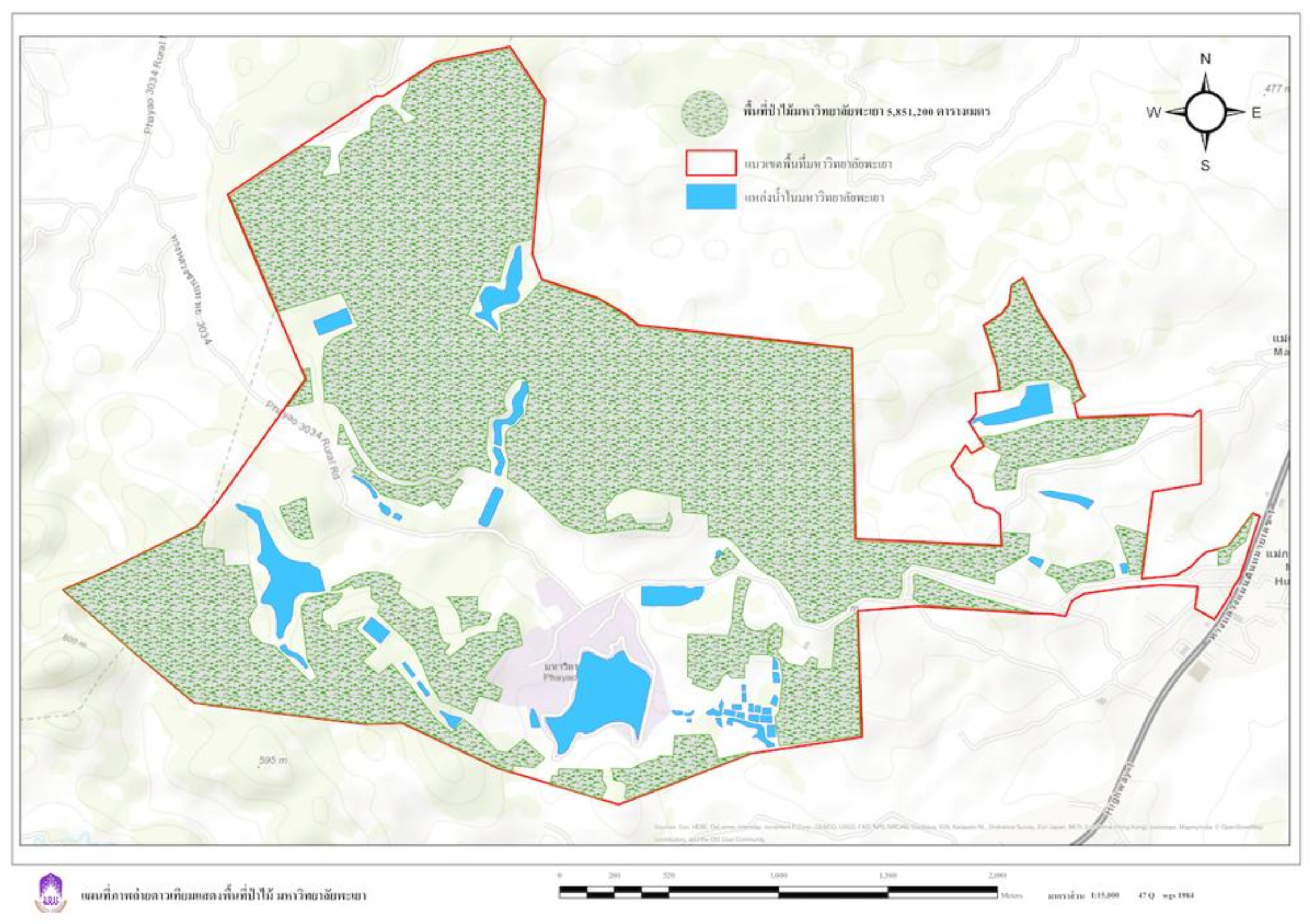 Total Forest Vegetation Area map, University of Phayao