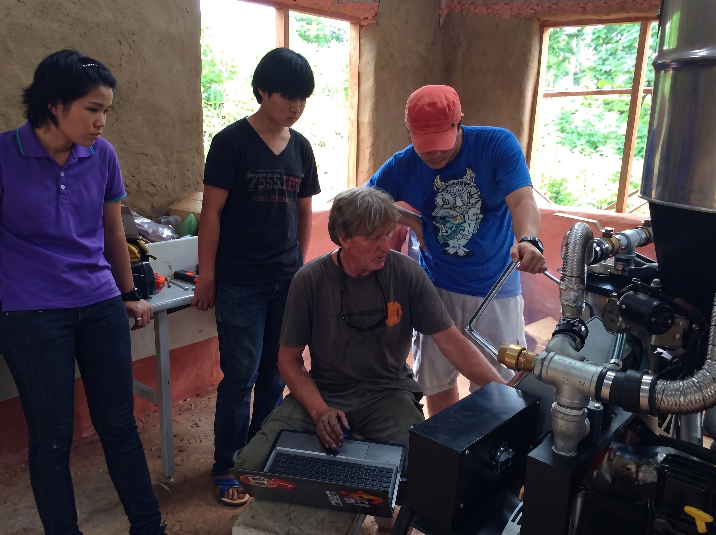 Students working on biofuel pilot plant