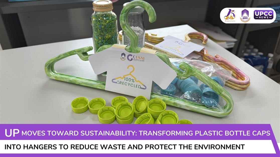 Recycled plastic bottle caps and hangers made by CESM at University of Phayao