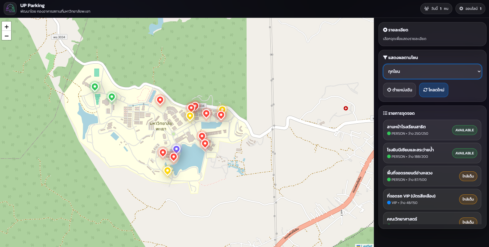 UP Parking real-time system