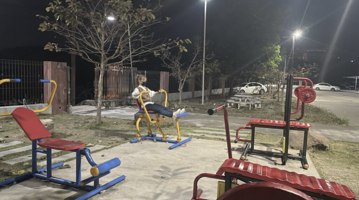 Outdoor exercise machines at University of Phayao