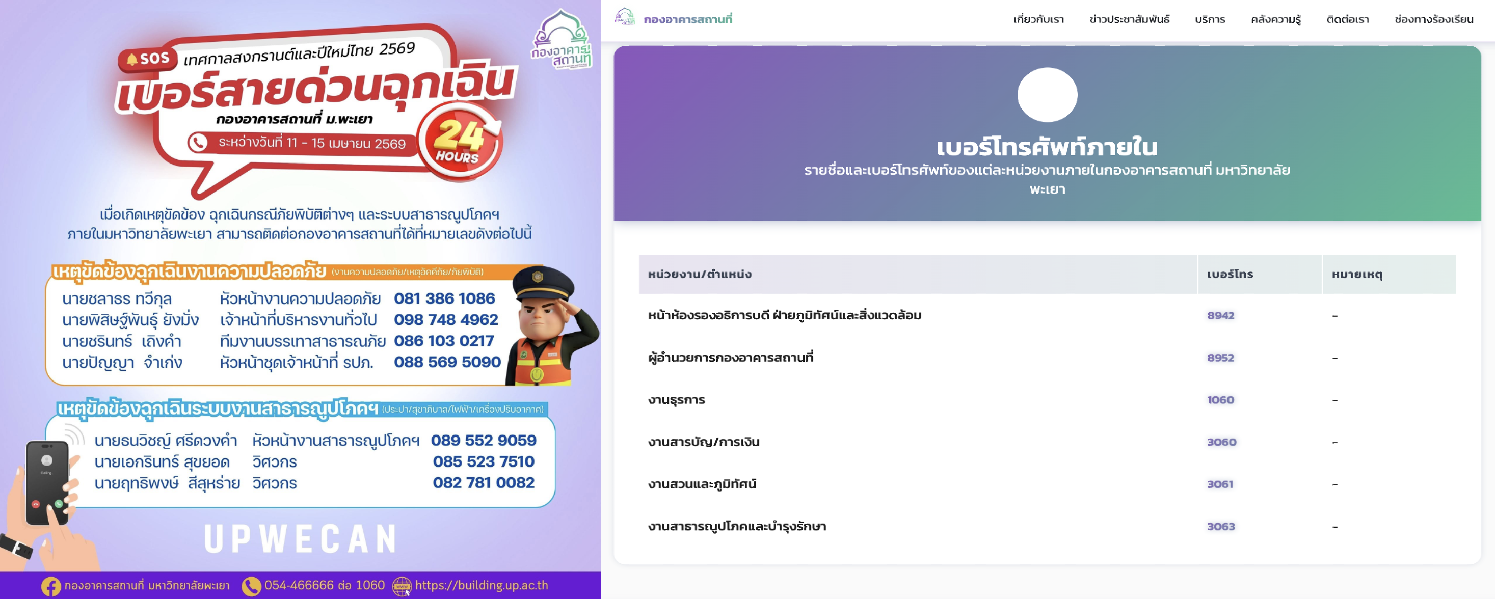 SOS emergency hotline poster University of Phayao
