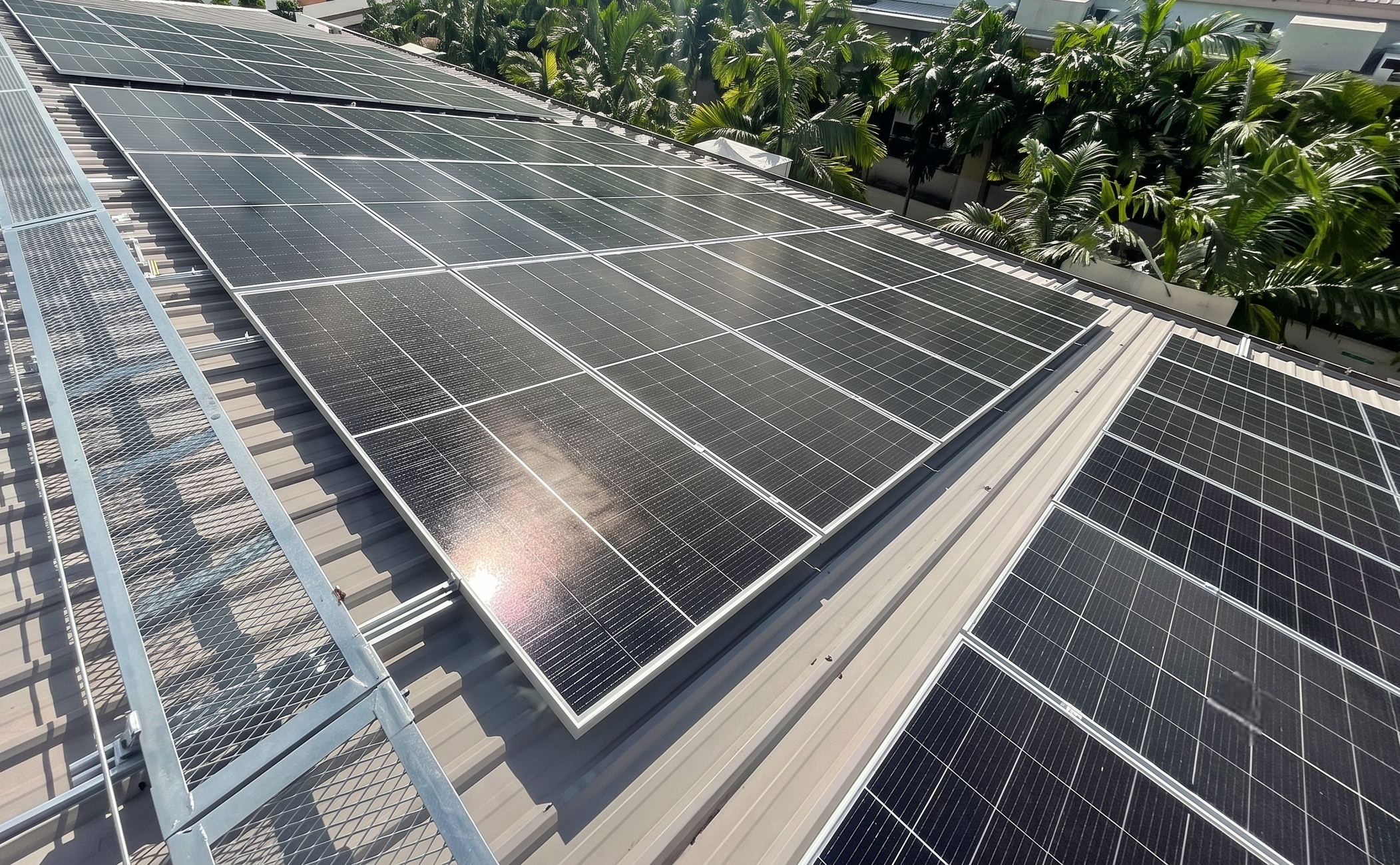 Solar PV power station rooftop closeup