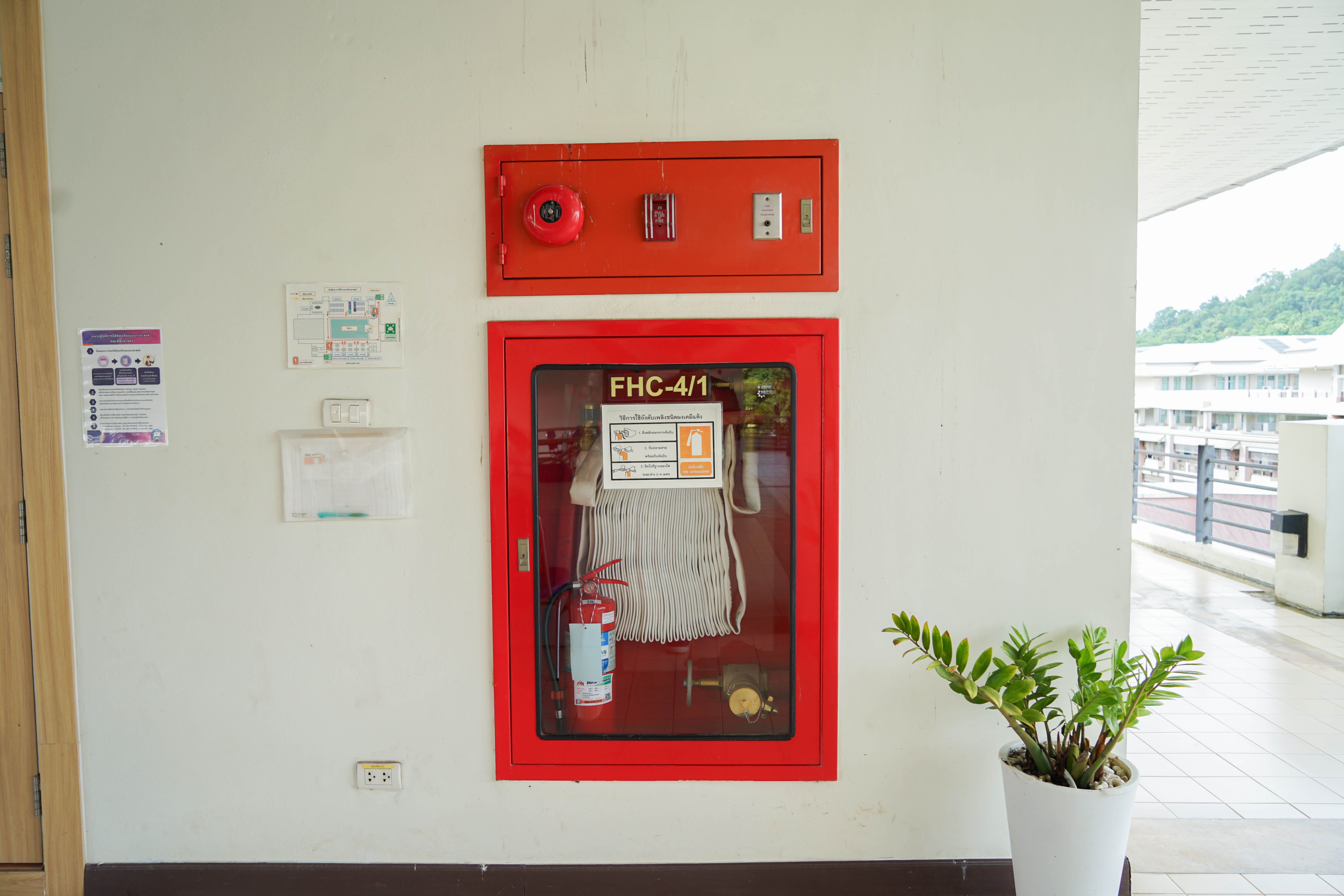 Fire extinguisher and receiver at University of Phayao
