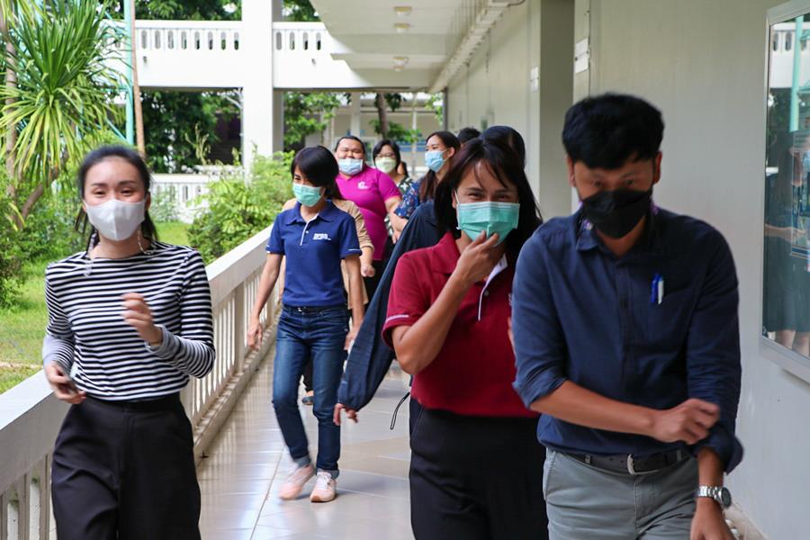 Fire evacuation drill at University of Phayao