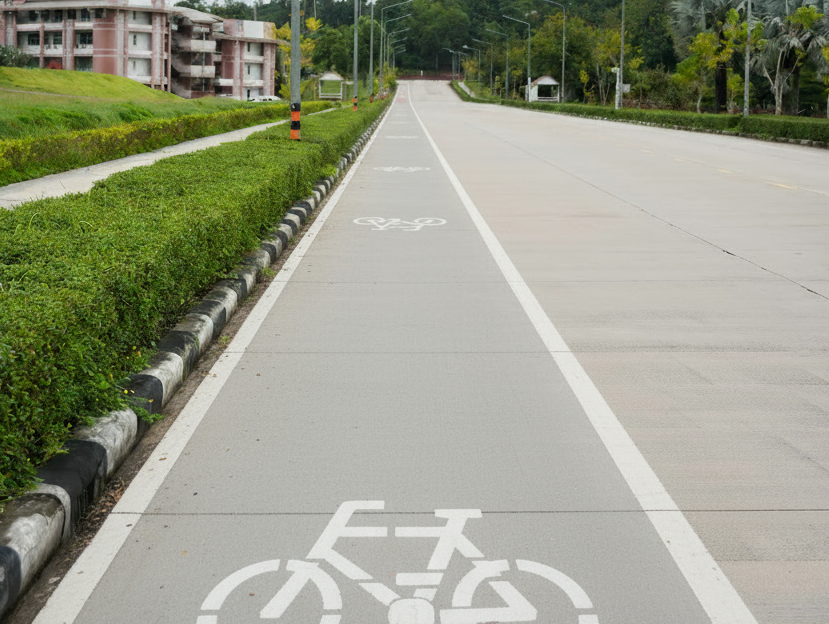Cyclist on dedicated bike lane