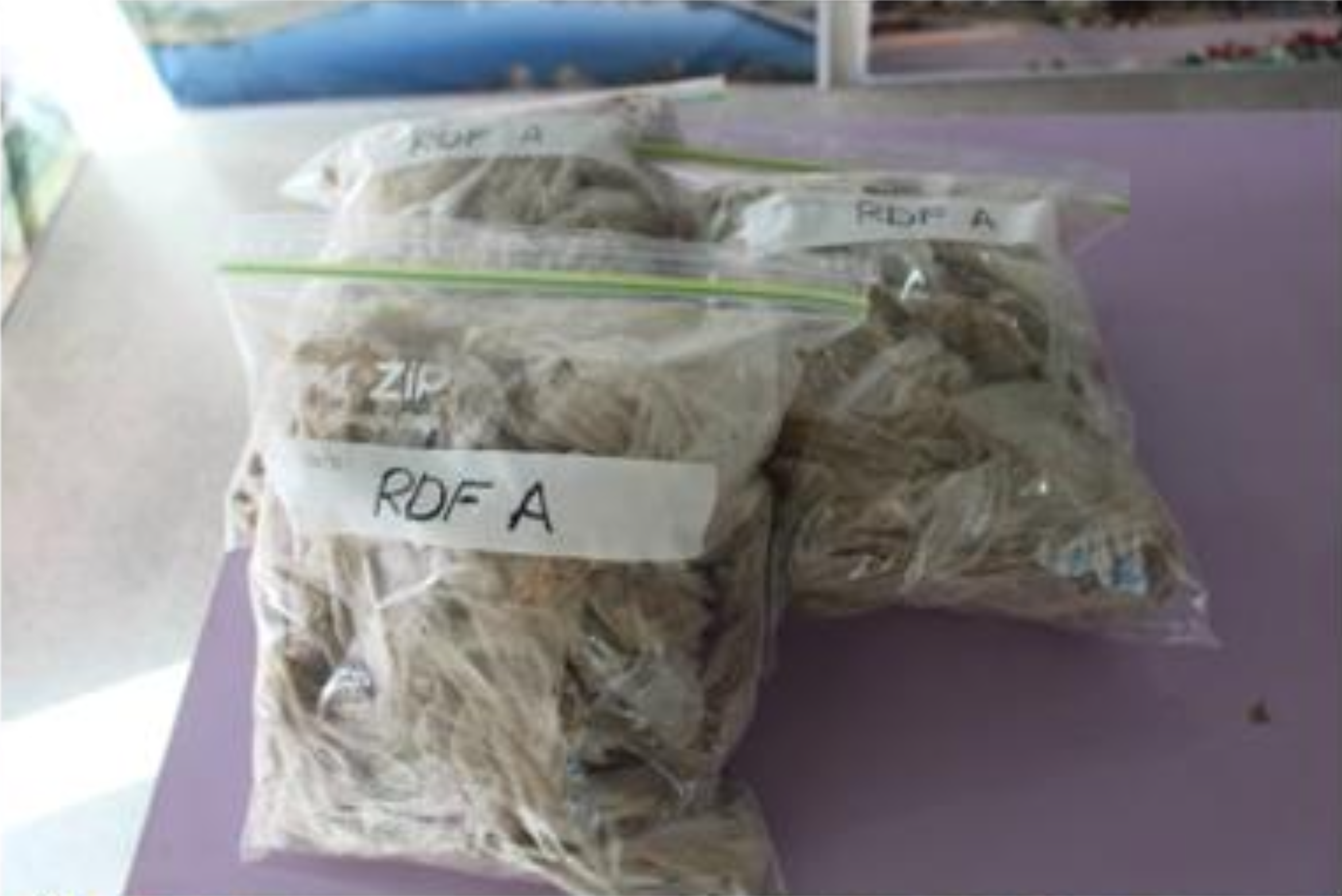 Bagged refuse-derived fuel (RDF) samples
