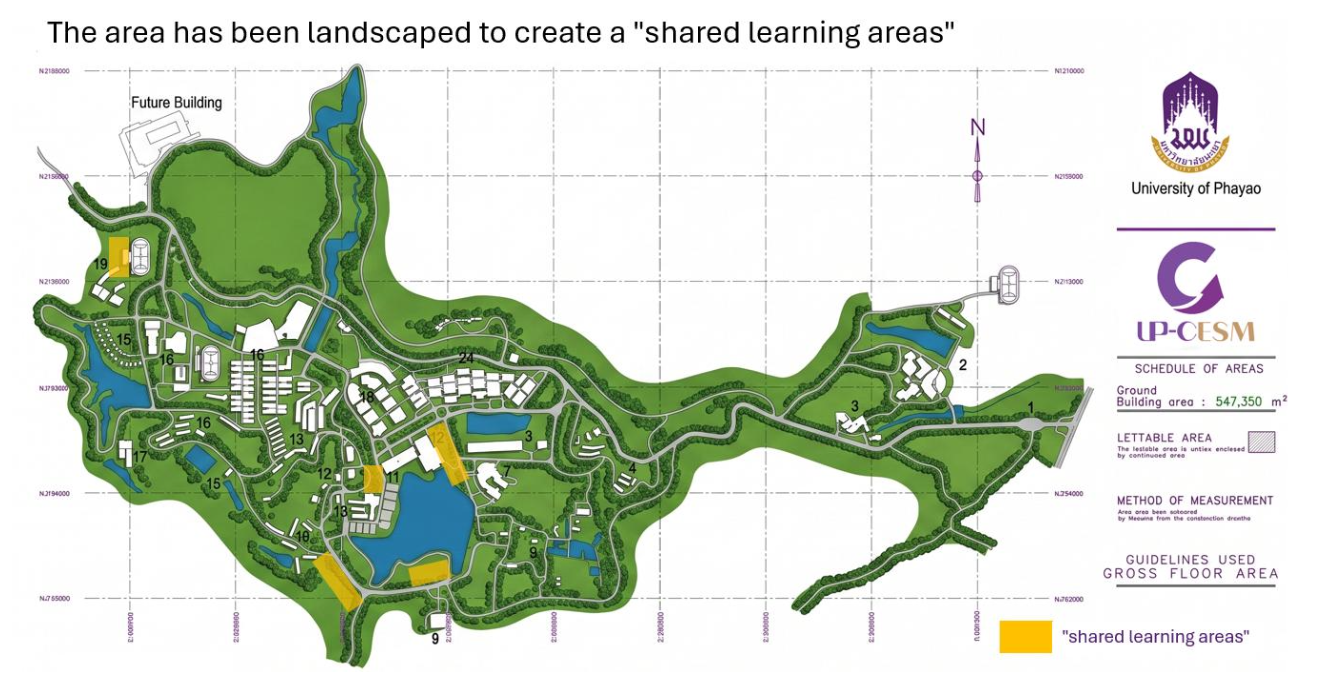 Masterplan showing shared learning areas, University of Phayao