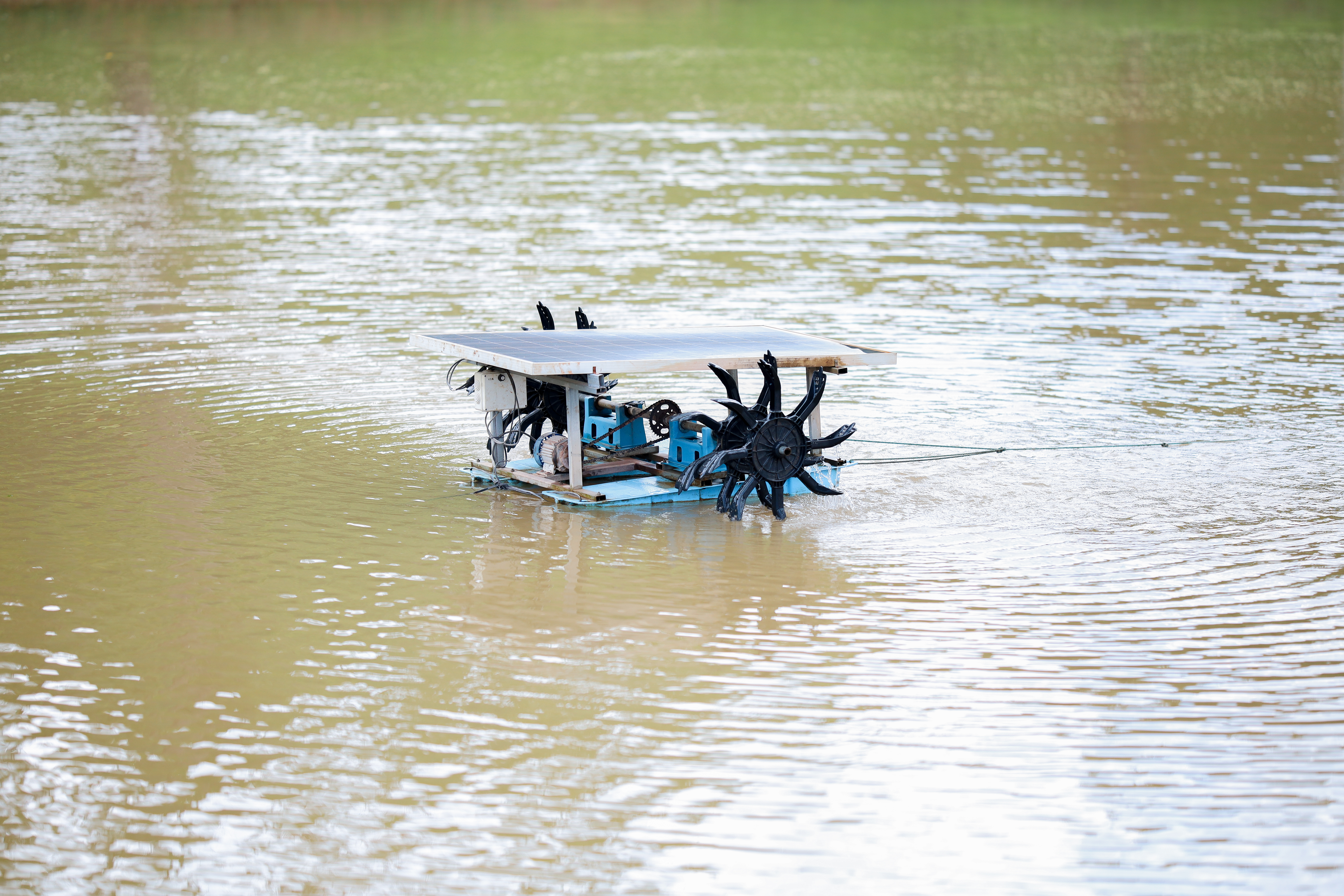 Solar powered aeration turbines for wastewater treatment