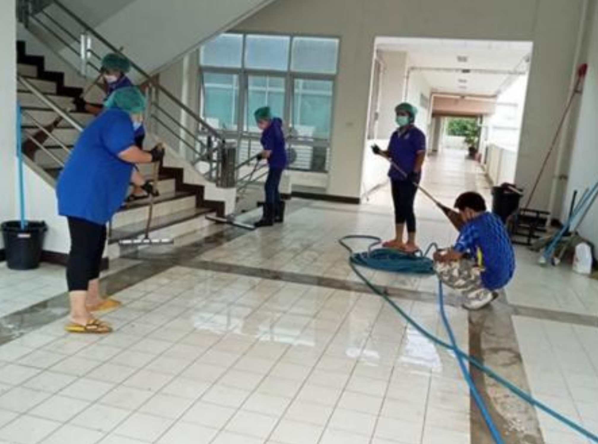 Canal channeling water to support agricultural activities on campus