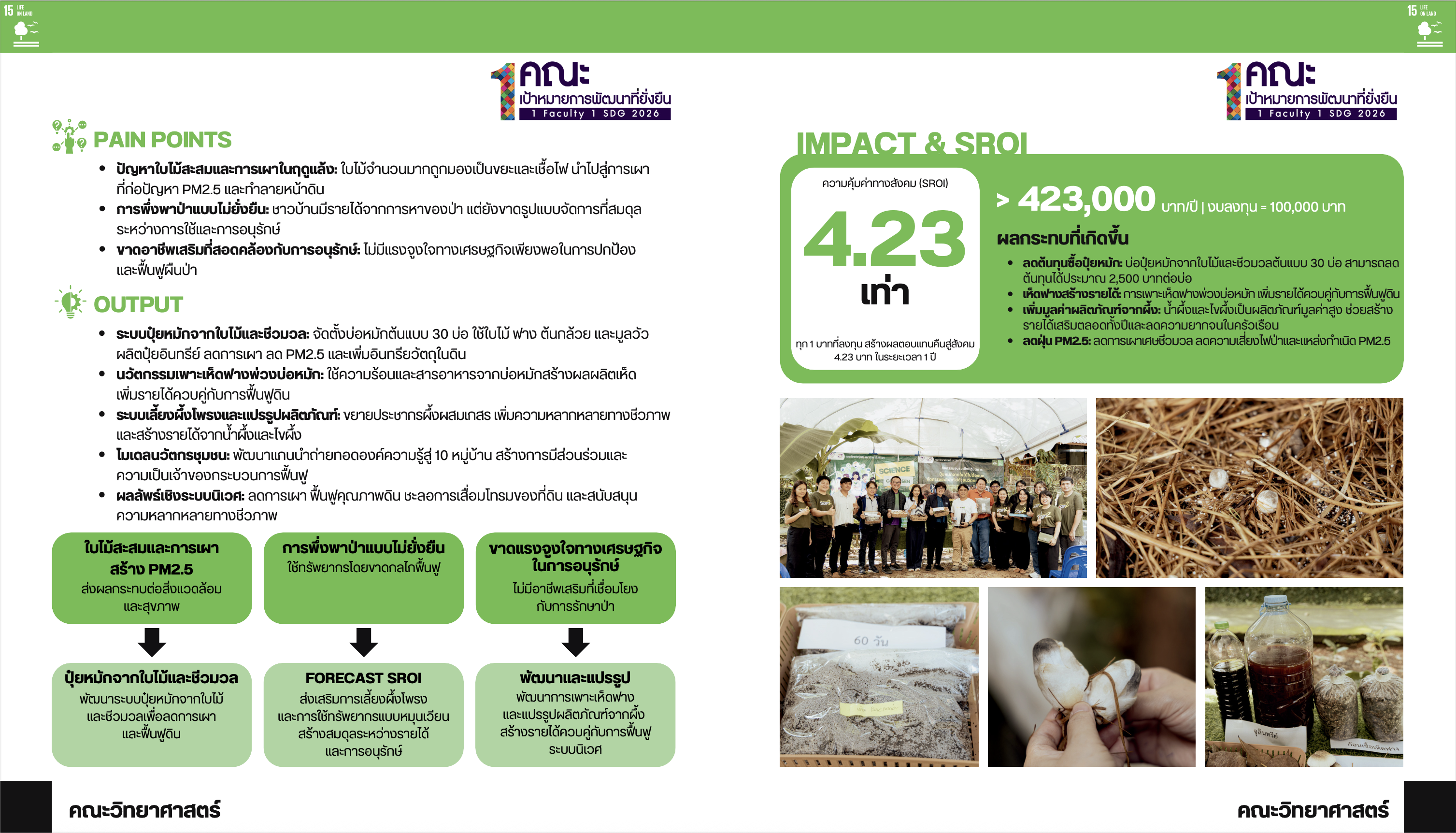Sustainability research poster on restoration and conservation of the forest ecosystem