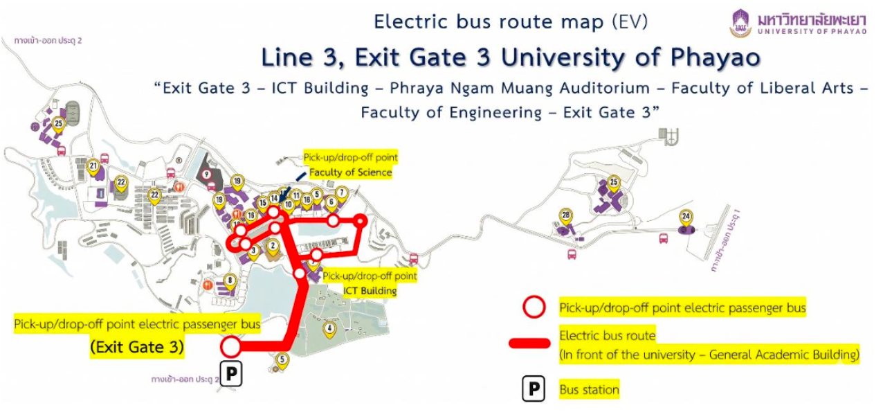 Electric bus route map Line 3