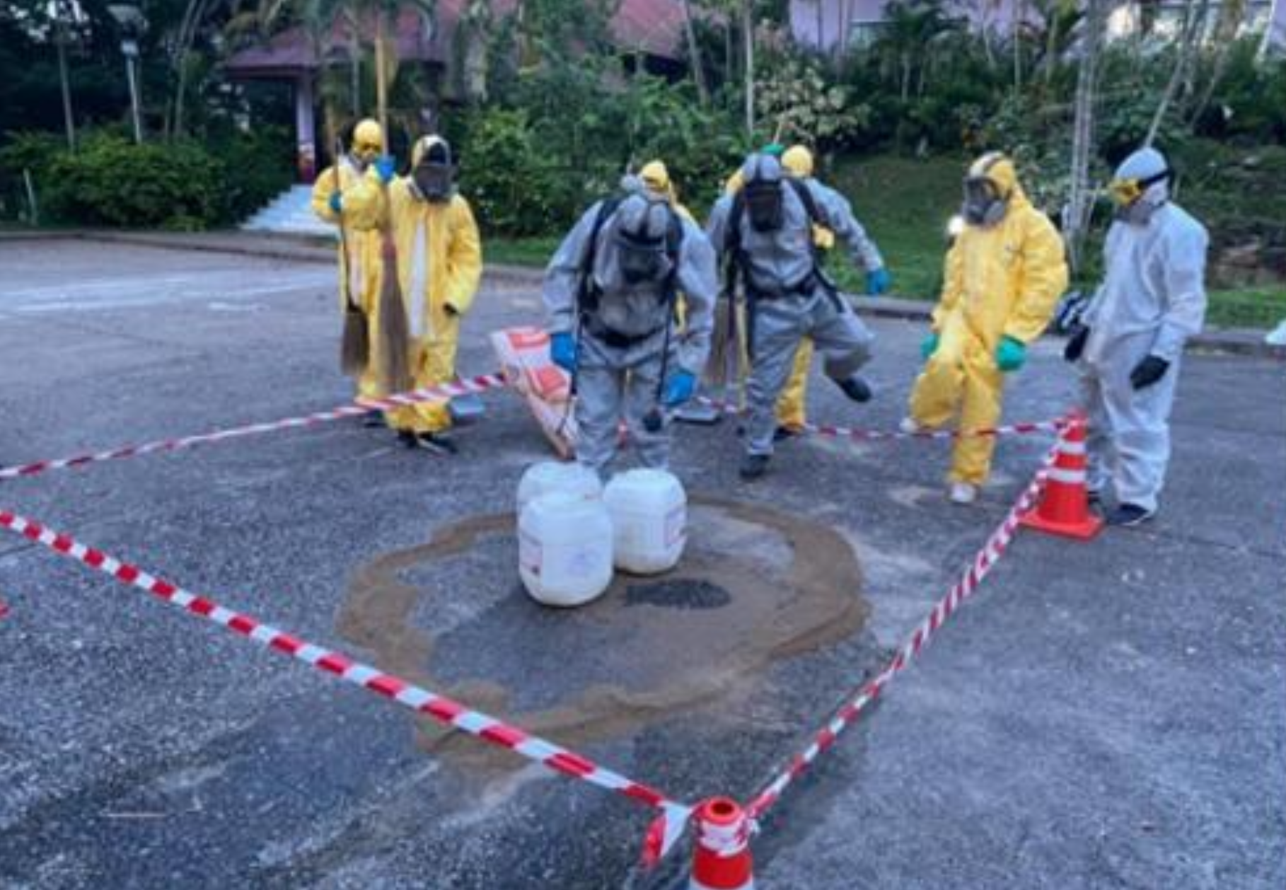 Emergency response drill for chemical hazardous waste at University of Phayao