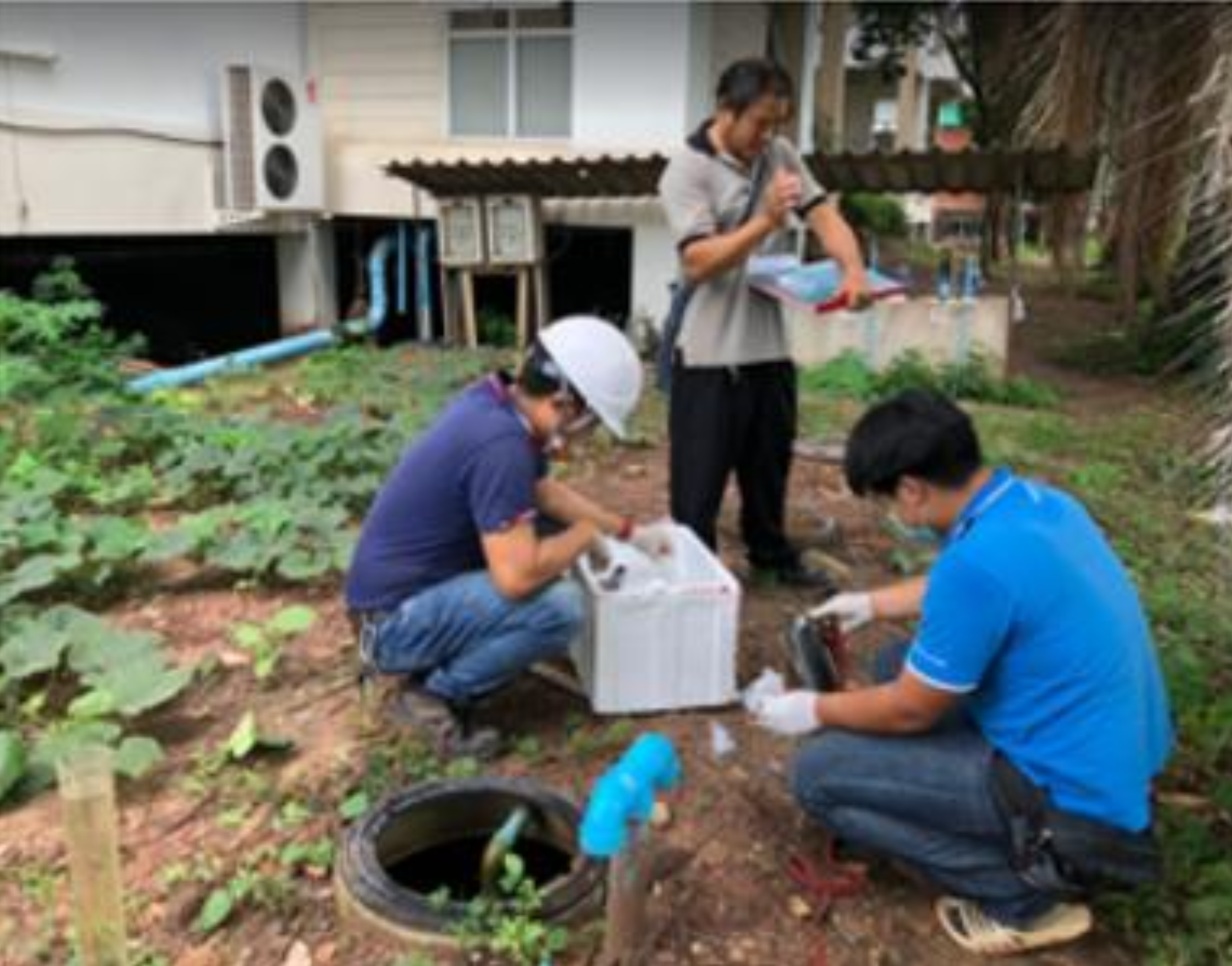 Conducting wastewater sampling operations at University of Phayao