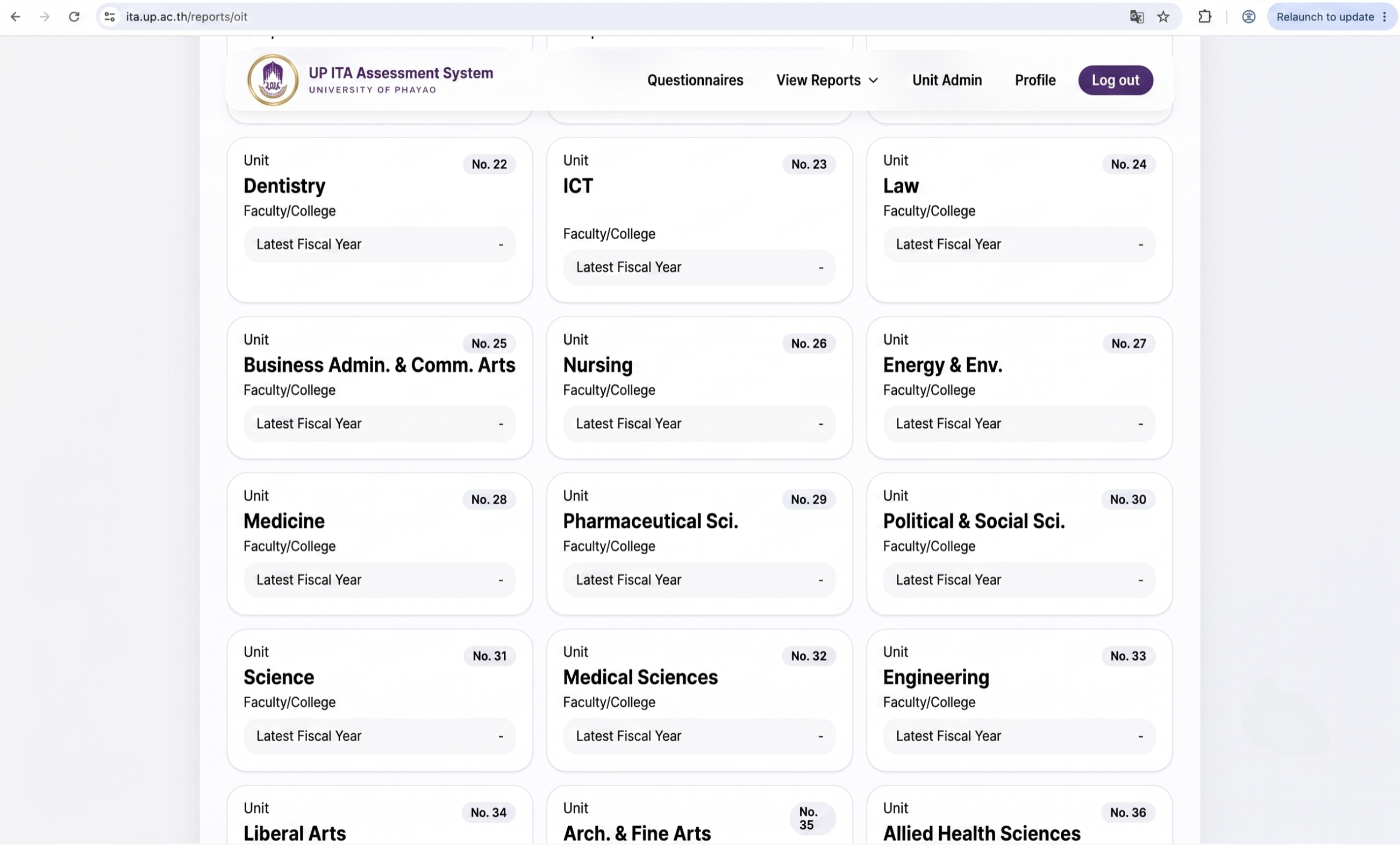 UP-ITA Internal Digital Dashboard for Faculty-level Compliance Monitoring, University of Phayao