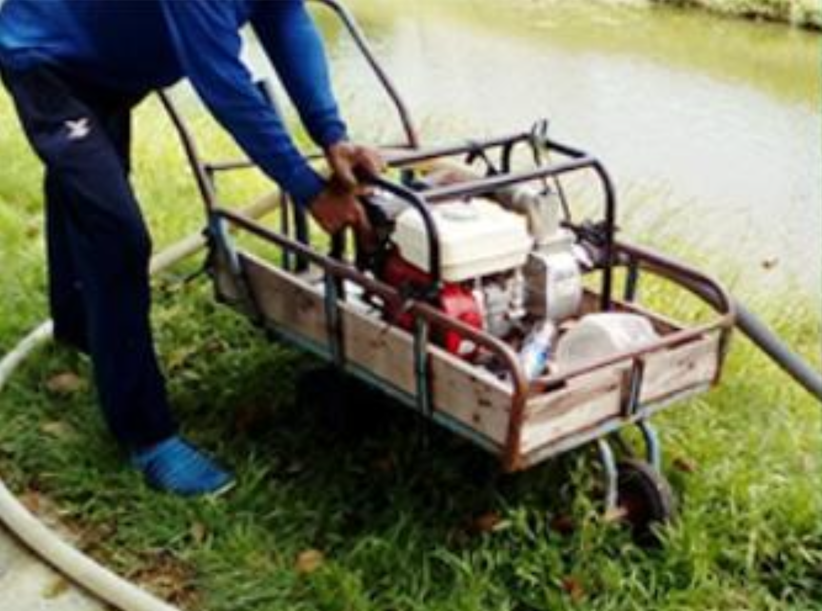 Mobile water pump used to distribute treated water around campus
